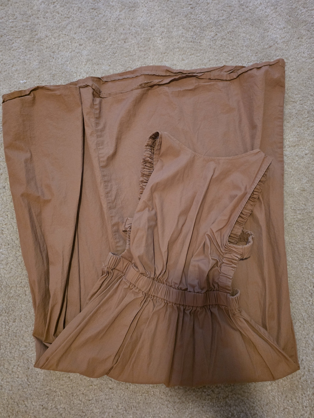 Brown Sleeveless Ruffled Waist Dress